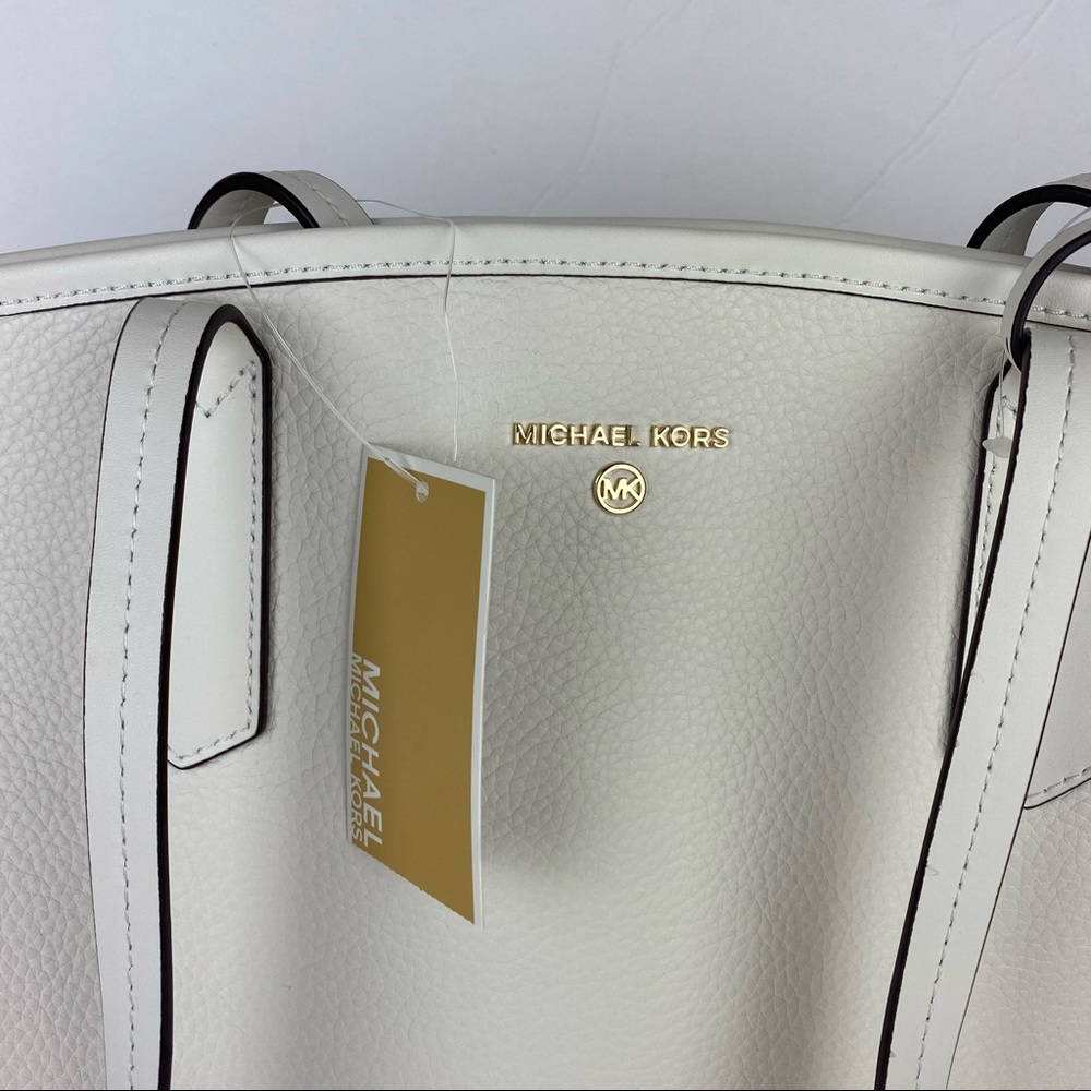 NWT Michael Kors Jane Pebble Leather Large Tote And Wallet Optic White - Picture 7 of 11